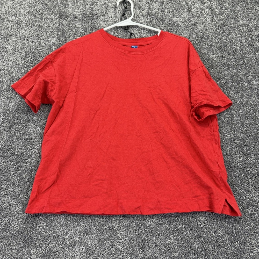 Old Navy Shirt Womens Medium Red Short Sleeve Vintage Tee Casual Basic Cotton